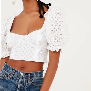 For Love & Lemons Sand Dollar Lace Up Top Small